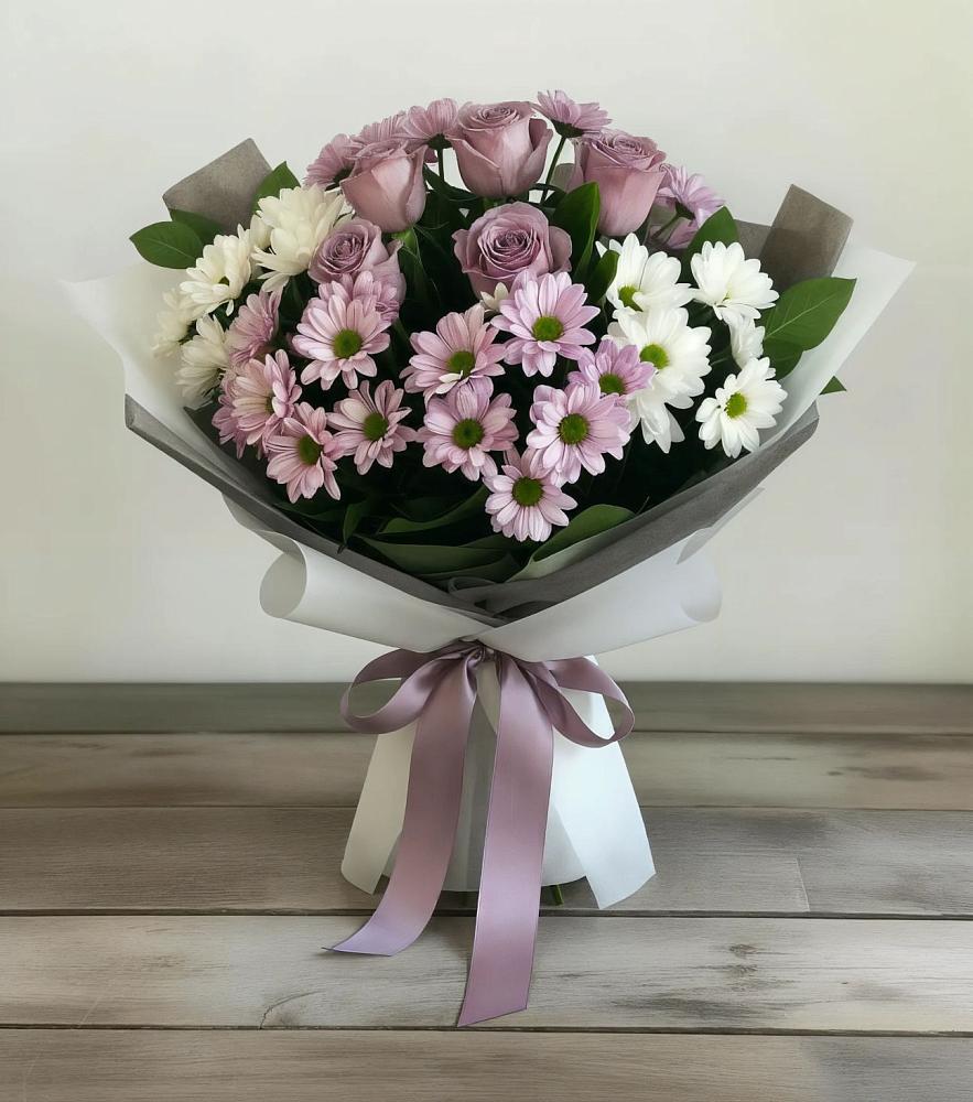 Букет цветов из: Хризантемы и Розы в Бегичевский
