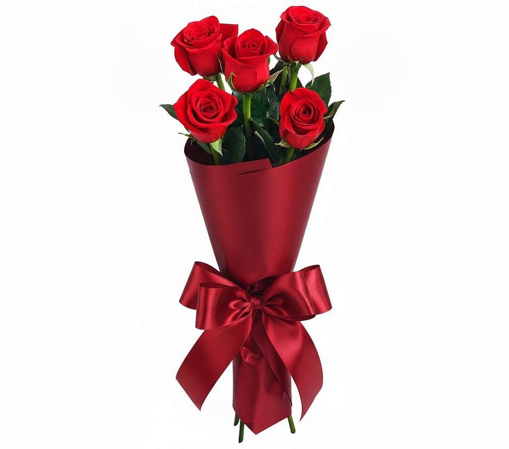 Букет 5 Красных роз Эдлесс Лав в Бегичевский