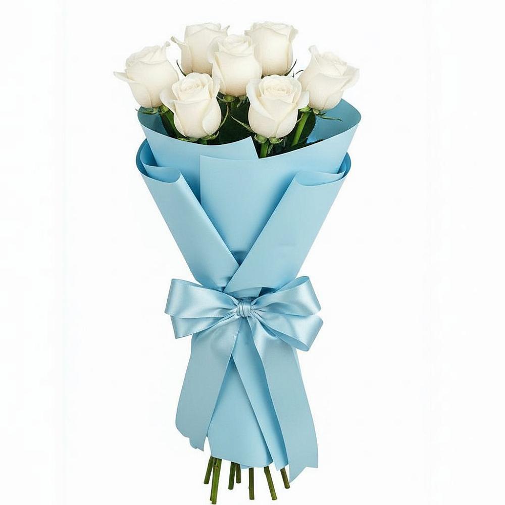 Букет 7 белых роз Проуд в Бегичевский