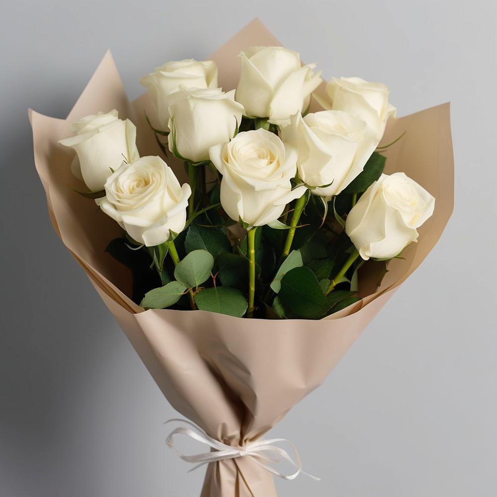 Букет 9 Белых роз Эдлесс Лав в Бегичевский