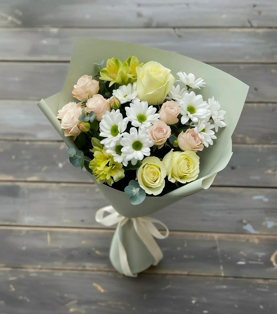 Букет цветов из: Альстромерии, Розы и Хризантемы в Бегичевский