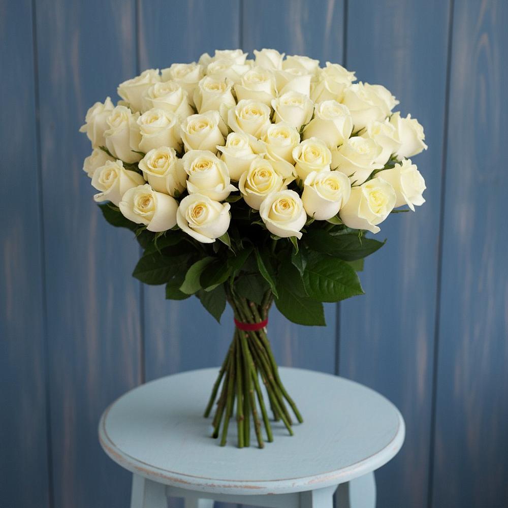Букет 51 Белая роза Эдлесс Лав в Бегичевский