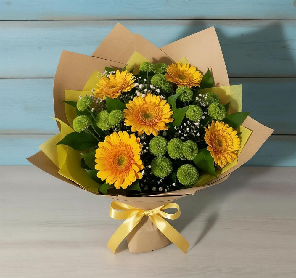 Букет цветов из: Герберы и Хризантемы в Бегичевский