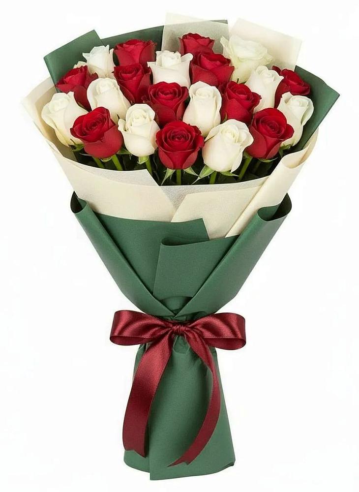 Букет Микс из красных и белых роз в Бегичевский