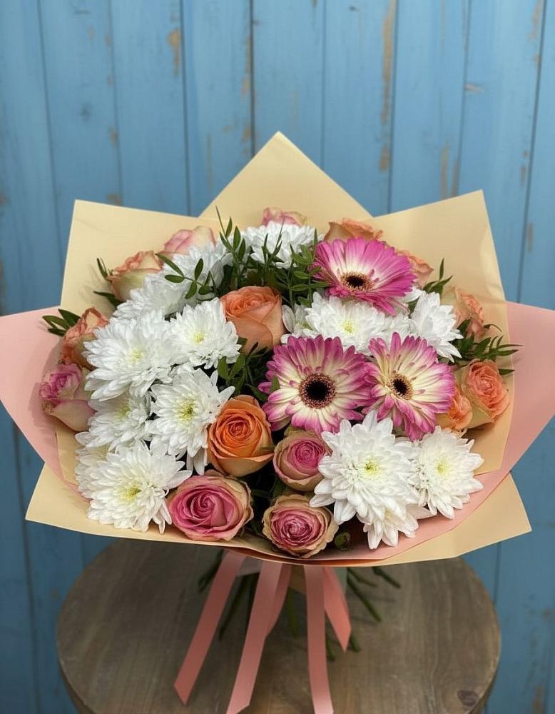 Букет цветов из: Розы, Герберы и Хризантемы в Бегичевский