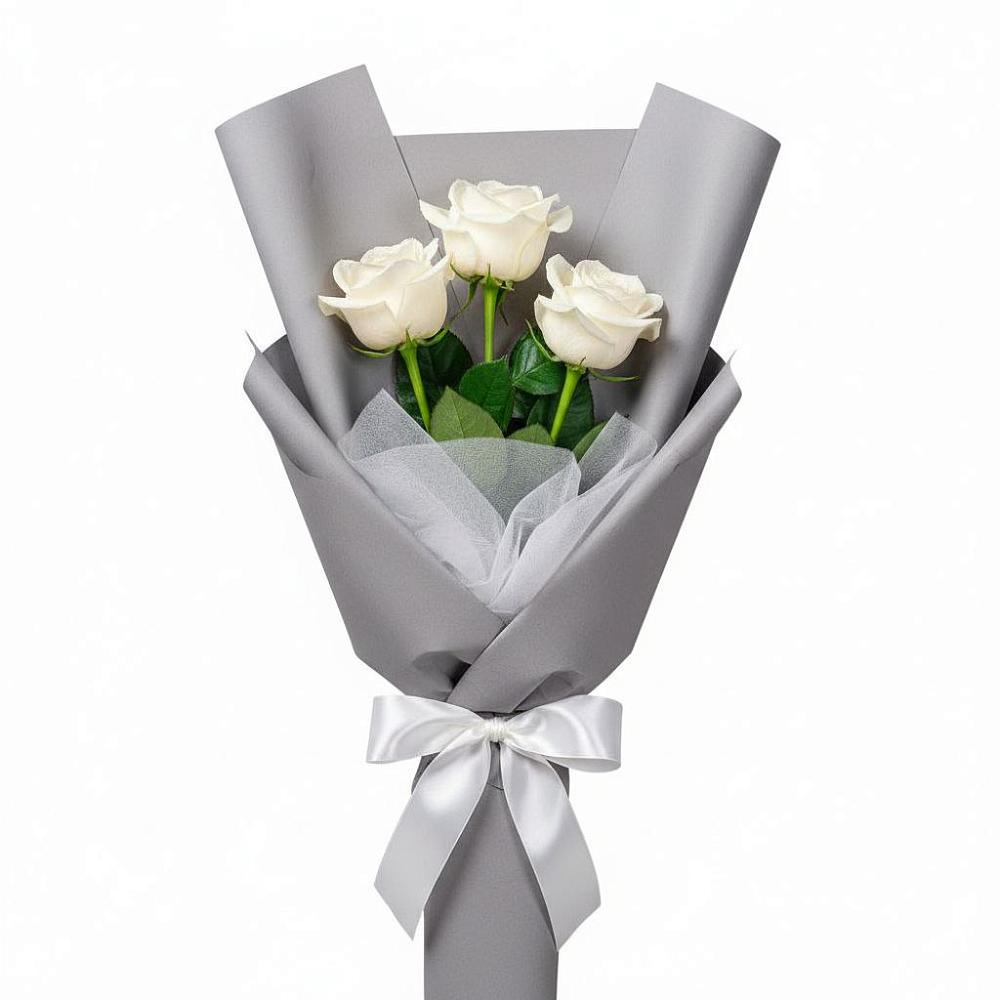 Букет 3 белые розы в Бегичевский