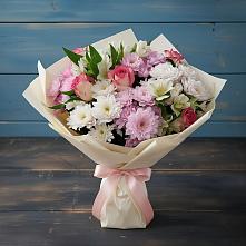 Букет цветов из:  Хризантемы, Альстромерии и Розы в Бегичевский