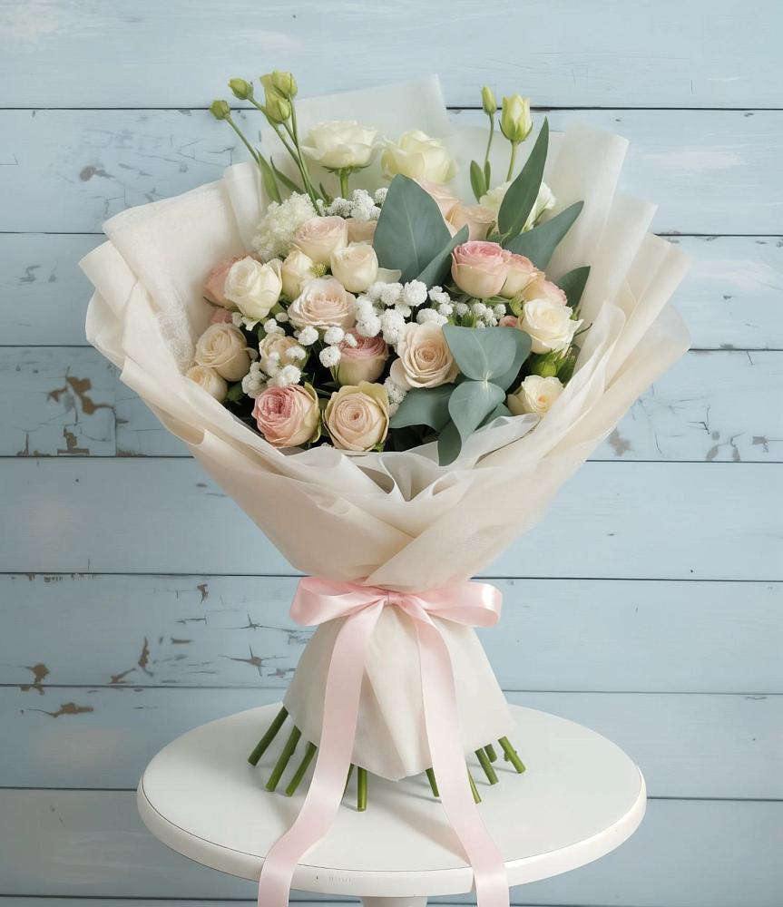 Букет цветов из: Розы и Лизиантусы в Бегичевский