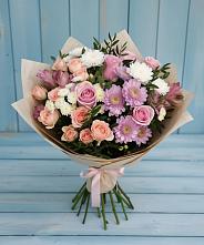 Букет цветов из:  Хризантемы, Розы и Альстромерии в Бегичевский