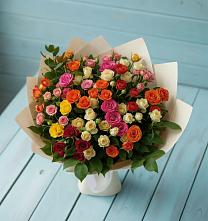 Букет Микс из разноцветных кустовых роз в Бегичевский